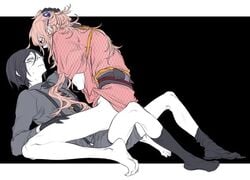 2boys gay pink_hair receiving_on_top souza_samonji touken_ranbu yagen_toushirou yaoi