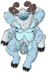 animal_genitalia anthro antlers armpit_hair balls body_hair claws genitals horn howling4uwu league_of_legends male multi_arm multi_limb musclegut muscular penis penis_tip riot_games sheath solo solo_male tencent willump_(lol) yeti