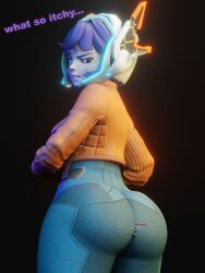 3d ass blender bodysuit clothes_entrapment entrapment fatal giantess image juno_(overwatch) overwatch overwatch_2 shrinking simsalabime skin_tight tagme thick_thighs unaware