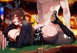 1boy 1boy1girl 1girls after_fellatio after_oral ai_generated amber_(genshin_impact) big_breasts big_penis black_pantyhose boots breasts brown_hair bunny_ears bunny_girl bunnysuit casino casino_card_table cum cum_everywhere cum_in_ass cum_in_mouth cum_in_pussy cum_inside cum_on_clothes cum_on_face cum_on_hair cumshot facial fellatio female genshin_impact huge_breasts large_breasts legs_up male medium_breasts orange_hair pantyhose penis playboy_bunny plump plump_ass plump_butt plump_lips poker poker_chip poker_table public public_sex public_use sex thiccwithaq_(ai_style) thick thick_ass thick_female thick_hips thick_thighs torn_bodysuit torn_clothes torn_clothing torn_legwear torn_pantyhose wide_hips