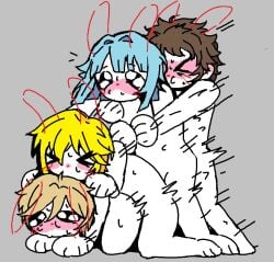 4boys bunny_ears cute ensemble_stars! foursome hajime_shino humping mitsuru_tenma nito_nazuna tomoya_mashiro yaoi