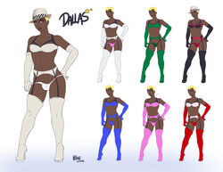 1boy blonde_hair bulge crossdressing dallas dark-skinned_femboy dark-skinned_male dark_skin femboy hat male male_only ninja_oi short_hair solo thighhighs