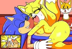 1girls 2boys anthro breasts canine cloudz cuckold female fox hedgehog male mammal sex simple_background sonic_(series) sonic_boom sonic_the_hedgehog superbunnygt tails video_games zooey_the_fox