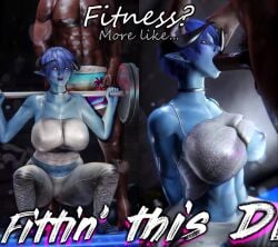 1boy 1girls 3d abs animated athletic athletic_female big_penis blue_skin breasts_out choker daedric_pei_(skyrim) dark-skinned_male dark_skin deepthroat demon demon_girl demon_horns face_fucking female glowing_eyes gym gym_clothes hand_on_head male mp4 muscular muscular_male oral penis seirne sexybono short_hair skyrim sound tagme the_elder_scrolls video voice_acted workout yoga_pants