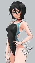 1girls artist_signature bleach female female_only kuchiki_rukia petite solo swimsuit