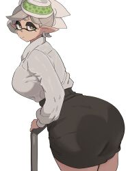 1girls ass breasts clothed dat_ass female huge_ass large_breasts light-skinned_female light_skin marie_(splatoon) nintendo office_lady short_hair splatoon splatoon_(series) tentacle_hair white_hair yuta_agc