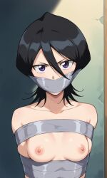 ai_generated bleach bondage bound breasts gag gagged kuchiki_rukia nude tape tape_bondage tape_gag taped_mouth