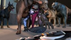 3d canine female feral_on_female gangbang overwatch penis rape santalol widowmaker zoophilia