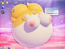 big_ass big_breasts breasts bubble_butt cleavage female furry huge_ass huge_breasts hyper_ass hyper_breasts inflation me nipples not_person420 person-420 renamon solo spherical_inflation tag thick_thighs wide_hips
