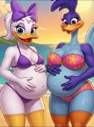 2026 2d_(artwork) 2girls ai_generated anthro anthro_female anthro_only anthrofied avian avian_humanoid beach beak belly belly_button big_belly big_breasts bikini bikini_bottom bikini_top bird blue_body blue_feathers blue_tail bra breasts clouds crest crossover daisy_duck digital_art disney disney_channel duck duck_girl ducktales duo enjoying_pregnancy evening eyebrows eyelashes eyelids feather_hair feathered_tail female female/female female_anthro female_focus female_only flower_pattern fluffy_tail fur furry furry_female furry_only hairbow happy hi_res high_quality holding_pregnant_belly island legs_crossed looney_tunes mtf_crossgender no_humans ocean open_beak open_eyes open_mouth orange_feet orange_legs panties pink_bikini ponytail pregnant pregnant_anthro pregnant_belly pregnant_female presenting_belly purple_bikini purple_hairbow road_runner_(looney_tunes) roadrunner rule_63 sand sfw sky smiling space_jam space_jam:_a_new_legacy standing sun swimsuit tagme tail toe_claws video walt_disney_animation_studios warm_colors warner_bros warner_bros._animation warner_brothers white_body white_feathers white_fur white_tail yellow_beak yellow_feet yellow_legs