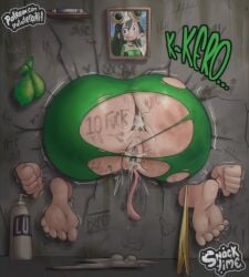 1girls 2d ass body_writing boku_no_hero_academia cum cum_drip cum_dripping_from_ass cum_dripping_out_of_pussy cum_in_ass cum_in_pussy feet female female_only free_use glory_wall green_hair light-skinned_female light_skin long_tongue my_hero_academia questionable_consent stuck stuck_in_wall tagme thighs toastysnacktime tongue tongue_out torn_clothes torn_legwear tsuyu_asui