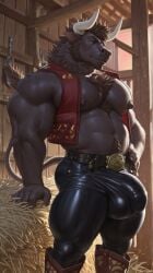 ai_generated big_ass big_balls big_penis bovine bovine_penis furry gay horsecock muscle yaoi