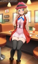 ai_generated cafe flirting pokemon pokemon_xy serena_(pokemon) serena_(pokemon_games)