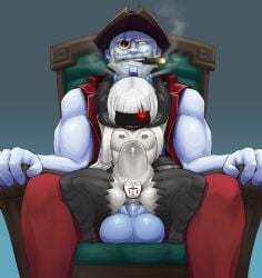 1boy 1girl aft anal anal_sex big_ass big_balls big_penis darkafterdark dragon_humanoid female horns maebari oc pirate pirate_hat riding scales shortstack size_difference stomach_bulge stomach_deformation straight sweat tail wet wet_pussy white_hair