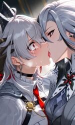 2girls ai_generated arlecchino_(genshin_impact) crying dominant dominant_female female female_only forced forced_kiss forced_kissing forced_yuri genshin_impact impacter no_watermark pixai submissive submissive_female surprised surprised_expression tears tongue tongue_kiss wide_open_eyes wuthering_waves zani_(wuthering_waves)
