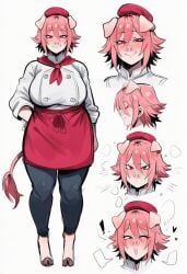 1girls ai_generated baker chubby kortai novelai original_character pig reference_sheet tagme
