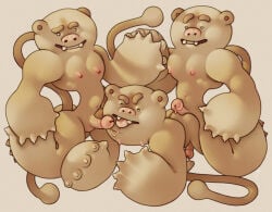 anal anal_penetration anthro bodily_fluids caricature cum doggystyle double_penetration erection eyebrows felid fellatio from_behind_position genital_fluids genitals glans group group_sex hi_res inflation kneeling leaking_precum licking lion long_tail male male/male male_penetrated male_penetrating male_penetrating_male mammal muscular muscular_male mutated nipples oral oral_penetration pantherine penetration penile penis penis_lick pink_glans pink_nipples pink_nose pink_tongue postmodern precum ravuer sex small_eyes small_waist smile tail thick_eyebrows threesome tongue tongue_out trio