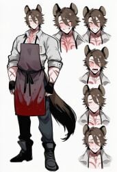 1boy ai_generated butcher hyena kortai novelai only_male original_character reference_sheet tagme