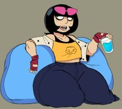 ass big_ass big_butt black_eyes black_hair bottom_heavy brawl_stars color colored colored_sketch colorization colorized colorized_edit colorshun curvy curvy_body curvy_figure curvy_thighs elpiromanias fat_ass fat_butt human humanized meeple_(brawl_stars) nerd open_mouth pose teeth tongue