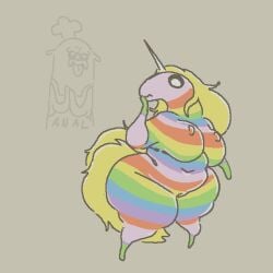 adventure_time anthro breasts cartoon_network dog female horn huge_breasts jake_the_dog lady_rainicorn male nsfwoaf pussy rainicorn thick_thighs wide_hips