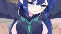 1boy 1girls 1rennom1 2d 2d_animation animated arcana_(fortune_mate)_(nikke) arcana_(nikke) areolae blue_hair bouncing_on_penis breasts commander_(nikke) creampie cum_in_pussy cum_inside cumming cumming_while_penetrating dialogue dirty english_dialogue english_voice_acting fat_ass goddess_of_victory:_nikke heart-shaped_pupils huge_ass huge_breasts internal internal_cumshot internal_view jiggling_ass light-skinned_female light-skinned_male light_skin longer_than_one_minute moaning navel nipple_slip nipples opaluva riding_penis ripples rippling_ass school_uniform schoolgirl_uniform shorter_than_two_minutes squishsuccubus student_and_teacher symbol-shaped_pupils tagme thick_thighs vagina vaginal_penetration vaginal_sex video voice_acted womb