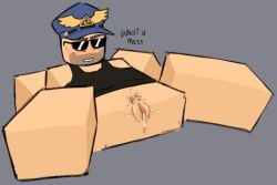 blocky_body blush bottomless commander_(tds) cunt cuntboy evil_spongebob2 glasses legs_spread roblox roblox_game robloxian tagme tank_top tower_defense_simulator wet_pussy yaoi
