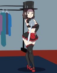 akane_hasegawa alternate_version_available asian asian_female atlus breasts brown_eyes brown_hair bustier choker commission commissioner_upload cosplay darkeros darkeros13 elbow_gloves gloves hand_on_hip high_heels ingrid_(capcom) looking_at_viewer megami_tensei midriff miniskirt persona persona_5 persona_5_scramble:_the_phantom_strikers rapier short_hair skirt stockings street_fighter street_fighter_6 thedarkeros thighhighs top_hat weapon
