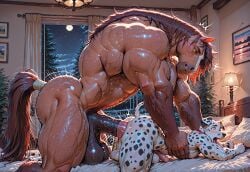 ai_generated big_ass big_balls big_penis dog equine equine_penis furry gay horse horsecock muscle yaoi