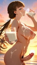 1futa ai_generated brown_hair cum cum_in_glass cum_on_body cum_on_breasts cum_on_face drinking_cum dripping_cum erect_penis futanari green_eyes looking_at_viewer love_live! love_live!_superstar!! naked naked_female naked_futa nakednaked_female penis sakurakouji_kinako sexy_futa sexy_girl twintails uncensored veiny_penis