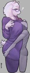 1girls 2026 anonymous_character breasts deltarune face_in_breasts female female_only hands_on_ass hugging hugging_another kaiarts thighs toriel undertale undertale_(series) you