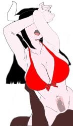 bikini_top bottomless bottomless_female bra_only cum_in_pussy fanart female_penetrated howcow howcow_(vtuber) interracial male_pov missionary missionary_position vaginal_penetration xray