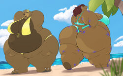 2021 2girls anthro ass bbw beach bear belly big_ass big_belly big_breasts big_butt big_thighs bikini blue_bikini blue_swimsuit blue_swimwear breasts brown_body brown_fur brown_skin butt common_hippopotamus curvy_figure dat_ass duo fat fat_ass fat_butt female fur furry hair hand_on_hip hi_res hippopotamid hippopotamus huge_ass huge_breasts huge_butt huge_thighs looking_at_viewer mammal obese obese_anthro obese_female overweight overweight_anthro overweight_female robthehoopedchipmunk seaside side_boob sideboob smile swimsuit swimwear tammy_(rthc) thick_thighs thighs ursid ursine wide_hips yellow_bikini yellow_swimsuit yellow_swimwear