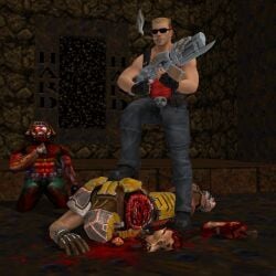 cigar death defeated dismemberment doom doom_(series) doom_guy doom_slayer_(doom) duke_nukem duke_nukem_(series) gearbox_software guro id_software quake quake_3 quake_3_arena quake_champions smoking victory