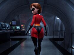 ai_generated big_ass bodysuit brunette brunette_female brunette_hair confident elastigirl facility hallway helen_parr high_heels infiltration latex mask masked_female milf round_ass sexy sexy_body sexy_waist shocked shocked_expression sneaking spy stealth superhero superheroine the_incredibles thick thick_ass thick_thighs tight_clothes tight_clothing tight_fit walking walking_away