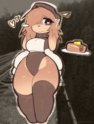 1girl 1girls 2025 2d_(artwork) :3 anthro anthro_only artist_logo artist_name big_eyes big_thighs brown_body bunny bunny_ears cap cute digital_drawing_(artwork) digital_media_(artwork) female female_only forest forest_background fur furry furry_ears furry_female furry_only glasses heart_eyes hi_res jacket legwear long_hair one_eye_closed pancake panties railway_track silly silly_face solo solo_female solo_focus vix_(vixenisdum) vixen_(vixenisdum) vixenisdum watermark