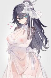 aqua at bare bed black breasts bridal bride chest choker clothes crotchless dress earrings eyes female hair half hand heart heterochromia jewelry juice lace large leash lingerie long looking mouth nipples open panties pillow pubic pussy see-through sheet shirt shoulder shoulders sitting sleeves smile solo tattoo thighhighs underwear up updo veil very viewer white