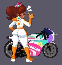 1girls 2026 ass breasts commission commission_art female female_only funnyhoohooman mario_(series) motorcycle nintendo princess_daisy thighs