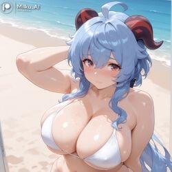 1girl 1girls 2026 2d ai_assisted ai_generated beach big_breasts bikini bikini_bottom bikini_top blue_hair blush blushing boobs boobs_bigger_than_head breasts breasts_bigger_than_head curvaceous curvy curvy_body curvy_female curvy_figure cyan_hair ganyu_(genshin_impact) genshin_impact hand_behind_head horns hoyoverse huge_breasts long_hair milku_ai perfect_body perfect_boobs pose sexy sexy_body sexy_female skinny slim_waist voluptuous voluptuous_body voluptuous_female