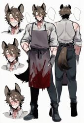 1boy ai_generated butcher hyena kortai novelai only_male original_character reference_sheet tagme