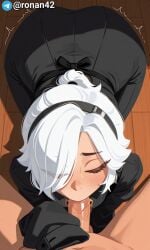 1girls ai_generated ass blowjob brawl_stars colette_(brawl_stars) female maid maid_outfit ronan42 sucking sucking_penis