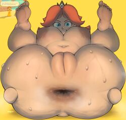 1girls 2d alternate_version_available anus ass blue_eyes breasts brown_hair female female_only looking_at_viewer mario_(series) mii nintendo princess_daisy pussy solo solo_female spreading_ass sweat tagme tan-skinned_female tan_skin thighs tomodachi_life tomodachi_life:_living_the_dream vagina womunova