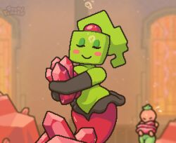 1boy 1boy1girl 1girl 1girls air_bubble air_bubbles blush bubble bubbles carrying female female_focus gem gemstone green_body green_hair green_skin makeup male mario_(series) mermaid mermaid_tail mimi_(super_paper_mario) nintendo nude okami_tomato paper_mario pink_blush plant plant_humanoid ponytail red_body red_skin super_paper_mario tomato tomato_(okami_tomato) topless topless_female underwater water watermark
