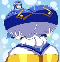 1girls big_breasts breasts capcom darknut654 fairy_leviathan female female_only ginormous_breasts grabbing_own_breast huge_breasts hyper hyper_breasts massive_breasts mega_man mega_man_zero nipples nipples_visible_through_clothing solo solo_female thick_thighs