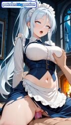 1girls 2026 ai_assisted ai_generated anime apron boobs breasts bust cock dick female_genitalia frilled_apron genitals grabbing hetero hi_res high_quality high_resolution highres indoors long_hair maid maid_apron maid_headdress navel night open_mouth patreon patreon_username penis pussy silver_hair skypassion stable_diffusion sylpha_langlis tensei_shitara_dai_nana_ouji_dattanode,_kimamani_majutsu_o_kiwamemasu tits torn_clothes uncensored_pussy uncensored_vagina waist_apron watermark white_apron window