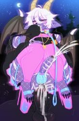 absurd_res anal anthro balls barbell_piercing bodily_fluids bottomwear buwaro_elexion clothed clothed/nude clothing collar crossdressing cum cum_in_ass cum_in_mouth cum_inside cum_on_penis cum_while_penetrated demon duo ejaculation faceless_character faceless_male femboy finger_in_mouth footwear foreskin genital_fluids genital_piercing genitals hands-free hi_res high_heels horn jewelry leash male male/male microskirt miniskirt moon necklace nipple_barbell nipple_piercing nipples nude outside outside_sex penetration penis penis_piercing penis_size_difference piercing sex shoes skirt slightly_damned star wings wtchynbtchy