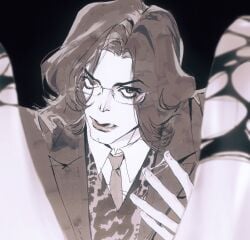 celebrity clothed female_pov fingering fluids glasses hetero legs_spread male/female male_focus michael_jackson real_person