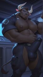 ai_generated big_ass big_balls big_penis bovine bovine_penis furry gay horsecock muscle yaoi
