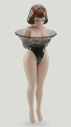 1girls ai_assisted ai_generated blue_eyes bob_cut breasts_visible_through_clothing brown_hair crying elfinmask encasement female female_only femsub latex latex_straitjacket machine machine_bondage primrose&demon restrained sex_slave slave straitjacket tears