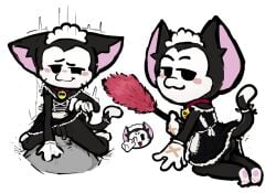 anal_sex anonymous_male blushing bottomless brawl_stars cat coffeecuntz feline furry kit_(brawl_stars) lifting_skirt maid maid_uniform male_only ridding tagme white_background