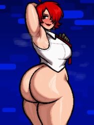 1girls armpit_stubble armpits big_ass big_breasts bubble_butt exposed_ass fat_ass female female_only huge_ass king_of_fighters light-skinned_female light_skin looking_at_viewer looking_back no_pants oiled pale-skinned_female pale_skin red_hair royalmilk20 shirt short_hair showing_ass smiling snk standing tagme thick thick_ass vanessa_(kof) vexwarlock white_shirt